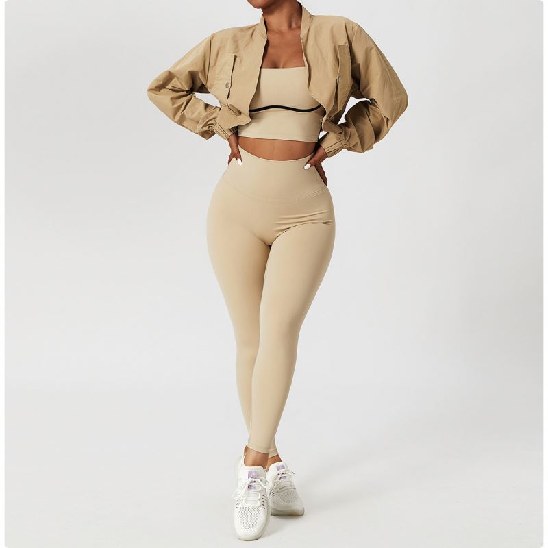 Long Sleeve Fast Drying Sports Coat For Women Sun Protection Waistcoat Fitness Suit Stand Collar Casual Jacket Tight Yoga Top