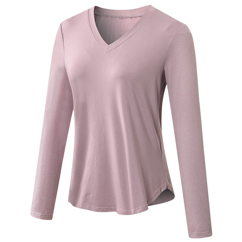 Women's Autumn Winter Yoga Long Sleeve Loose Leisure Sports T-shirt Quick-Drying Breathable Running Training Fitness Clothes