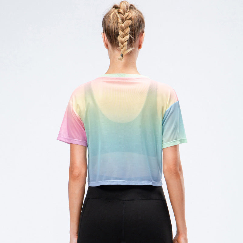 Women's Loose Running Sports Short Sleeve Quick-Drying Breathable Fitness T-shirt Outdoor Training Yoga