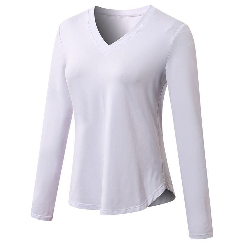 Women's Autumn Winter Yoga Long Sleeve Loose Leisure Sports T-shirt Quick-Drying Breathable Running Training Fitness Clothes