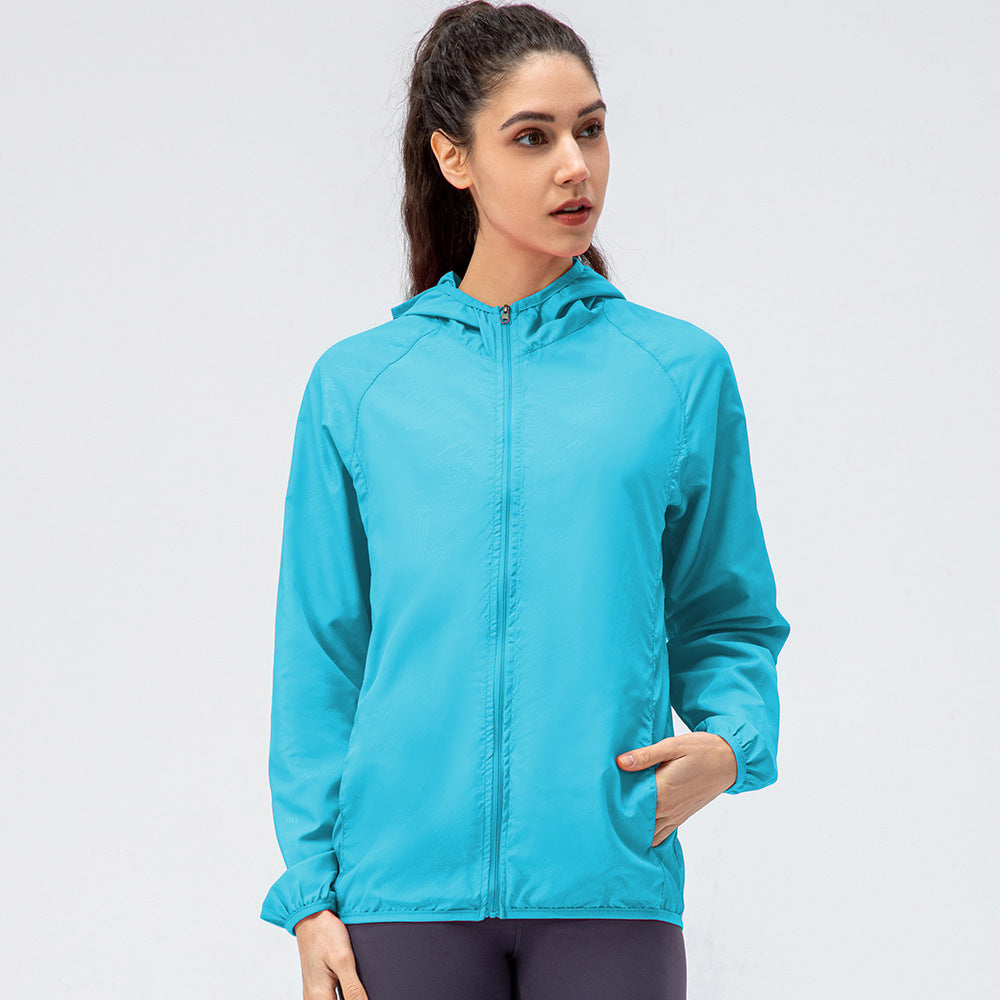 Women's Outdoor Sports Skin Trench Coat Waterproof Windproof Lightweight Breathable Quick-Drying Top Cycling Long Sleeve Jacket