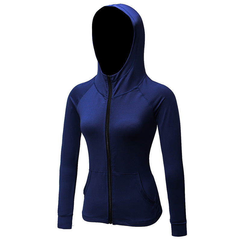 Women's Autumn and Winter Fitness Coat Yoga Training Running Zipper Sports Casual Hoodie Quick-Drying Coat