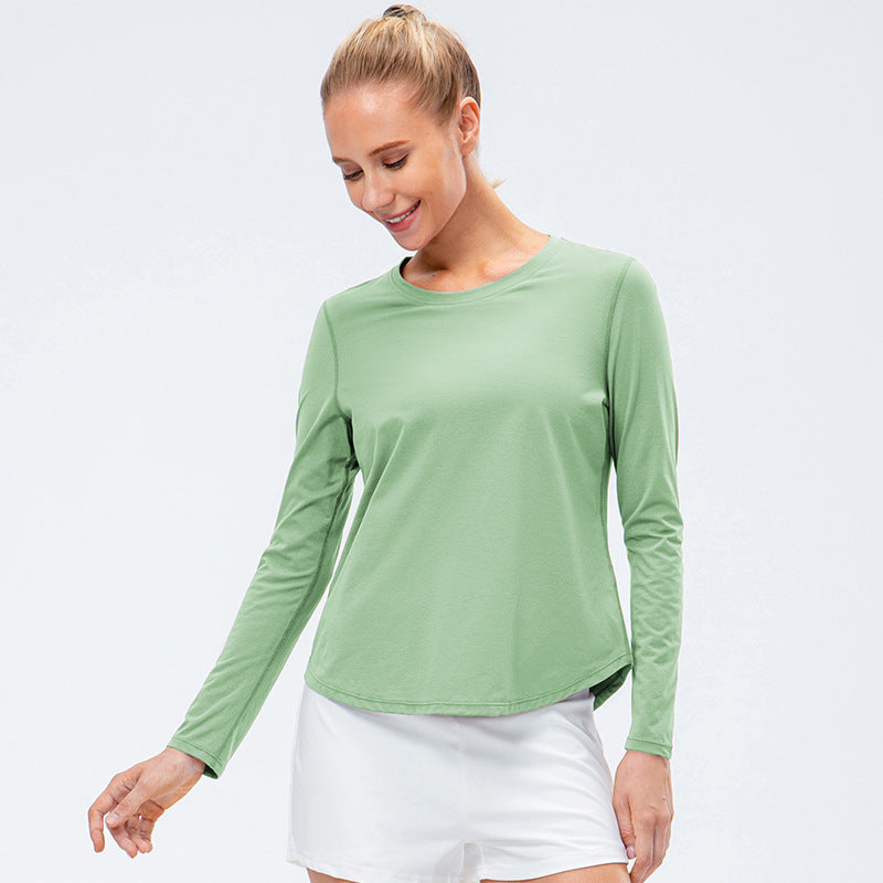 Women's Autumn Winter Yoga Sports Long Sleeve Loose Casual Quick-Drying Breathable round Neck T-shirt Workout Clothes Top