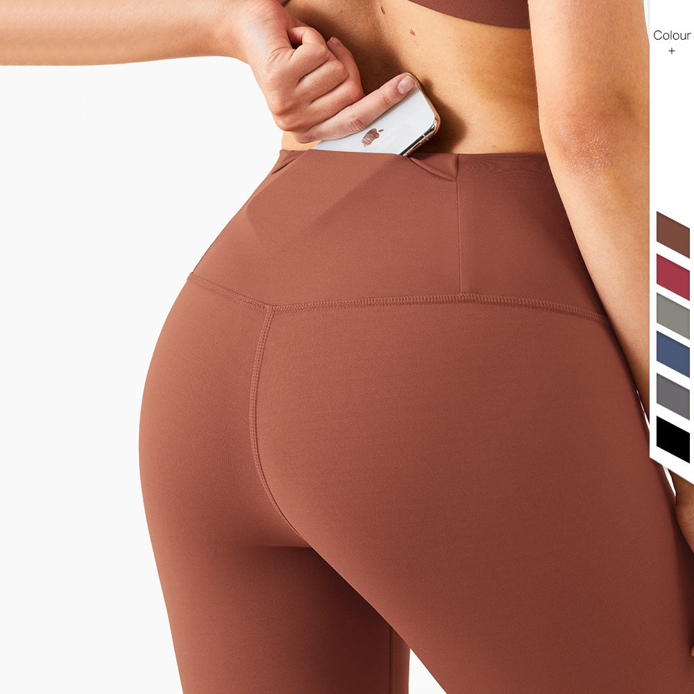 New Spring High Strength Nude Pocket Ll Female High Waist Peach Hips Fitness Sports Tights Women Gym Pants Leggings Workout