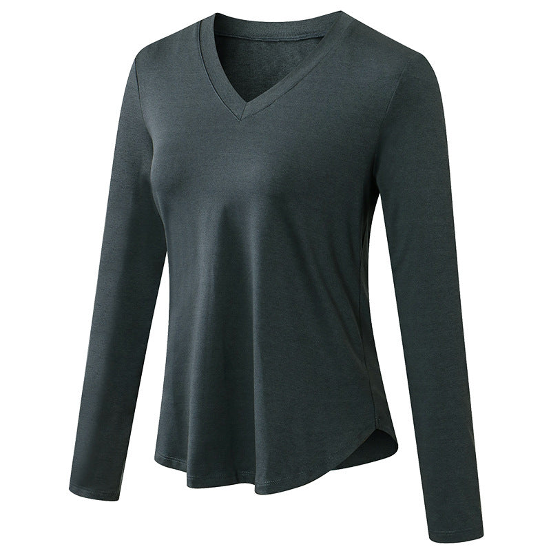 Women's Autumn Winter Yoga Long Sleeve Loose Leisure Sports T-shirt Quick-Drying Breathable Running Training Fitness Clothes