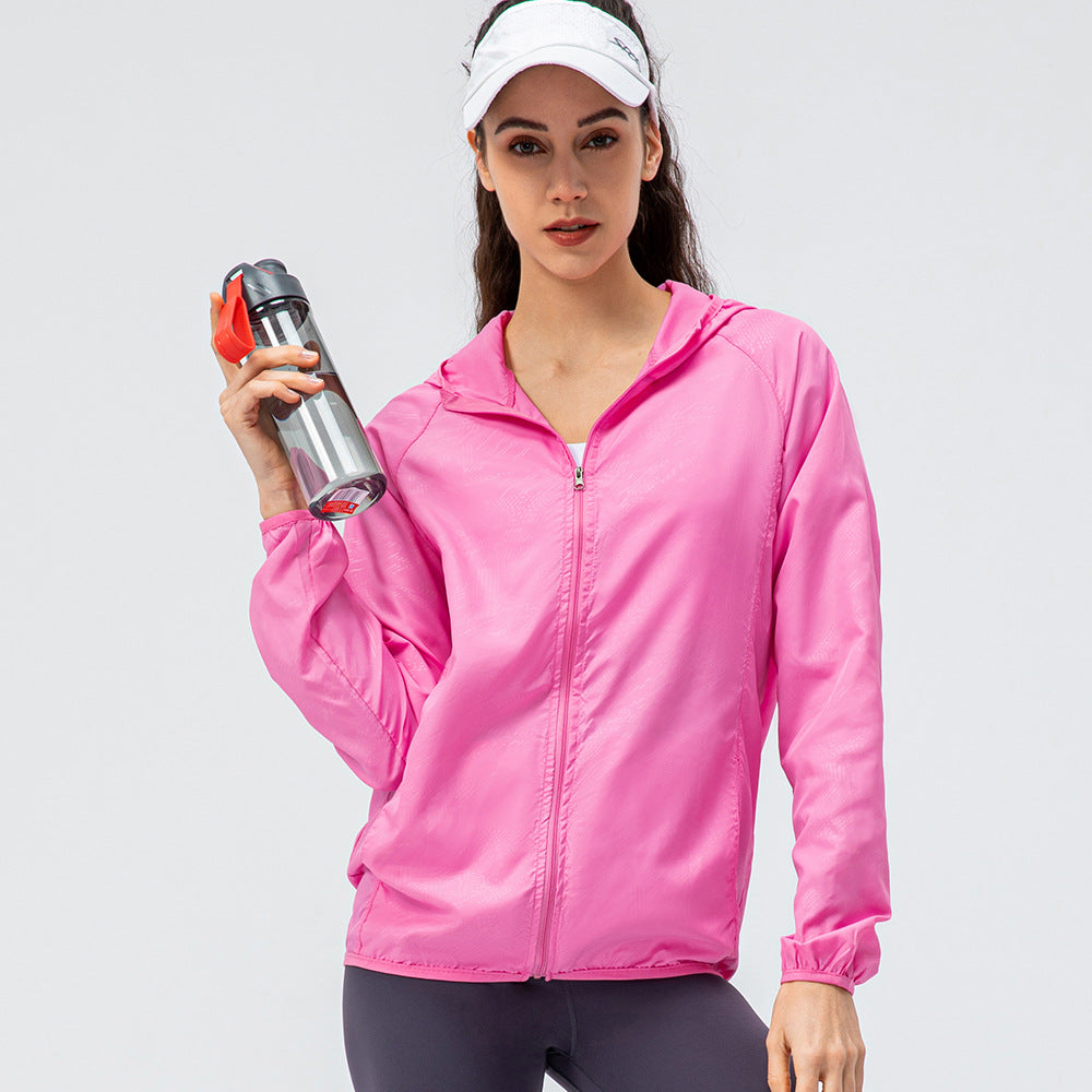 Women's Outdoor Sports Skin Trench Coat Waterproof Windproof Lightweight Breathable Quick-Drying Top Cycling Long Sleeve Jacket