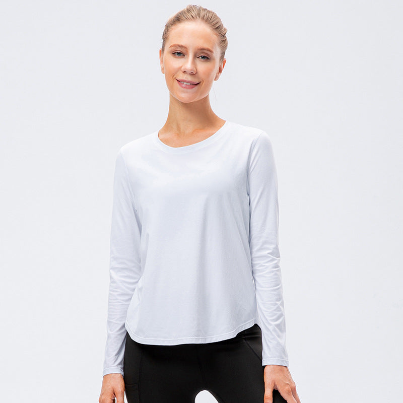 Women's Autumn Winter Yoga Sports Long Sleeve Loose Casual Quick-Drying Breathable round Neck T-shirt Workout Clothes Top