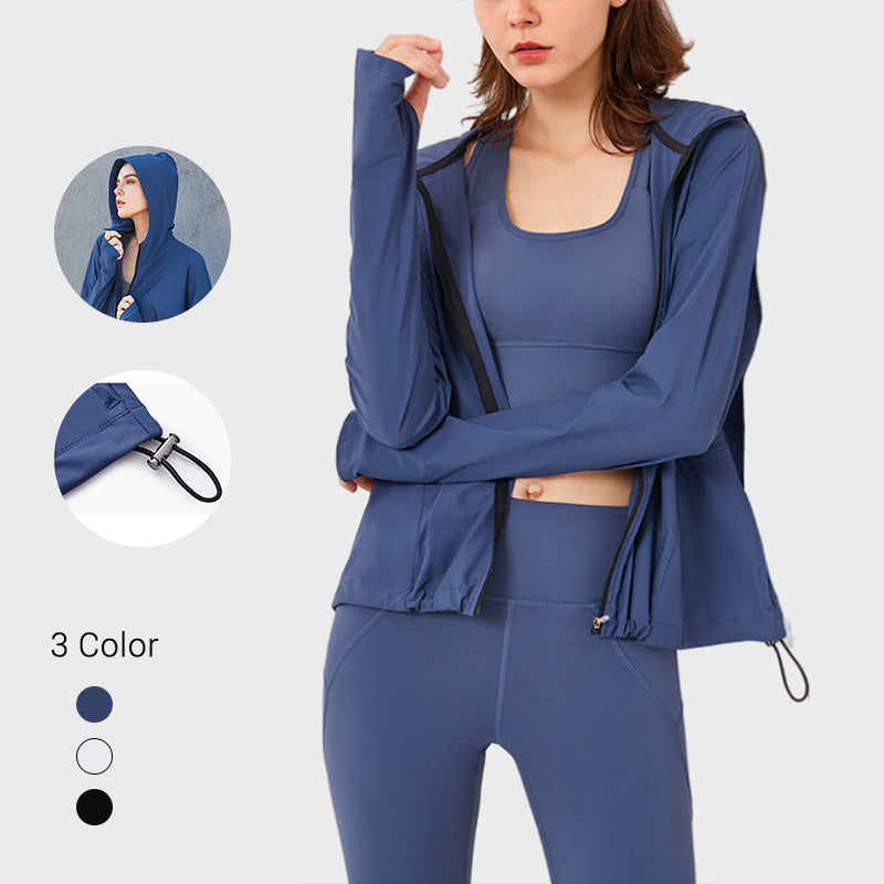 No Ironing Zipper Hooded Sports Jacket Women Fitness Clothes Casual Loose Breathable Skin Clothes Eu Size Running Sportswear