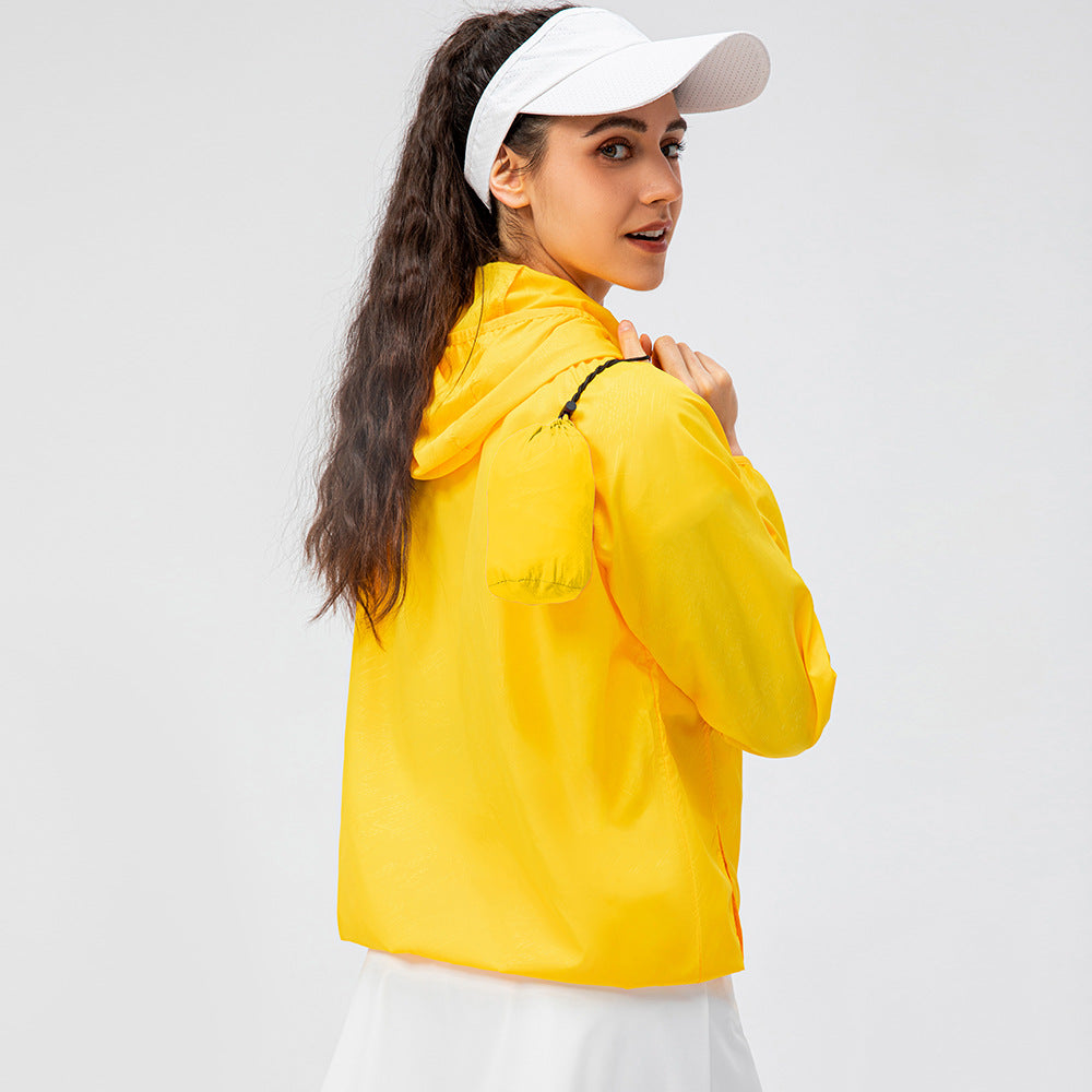 Women's Outdoor Sports Skin Trench Coat Waterproof Windproof Lightweight Breathable Quick-Drying Top Cycling Long Sleeve Jacket