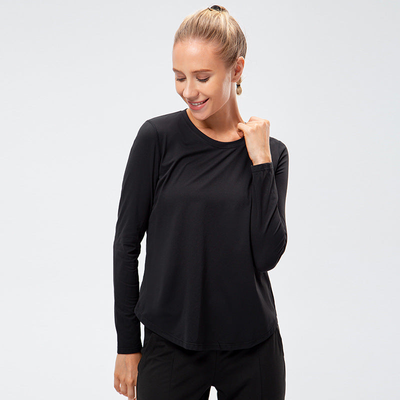 Women's Autumn Winter Yoga Sports Long Sleeve Loose Casual Quick-Drying Breathable round Neck T-shirt Workout Clothes Top