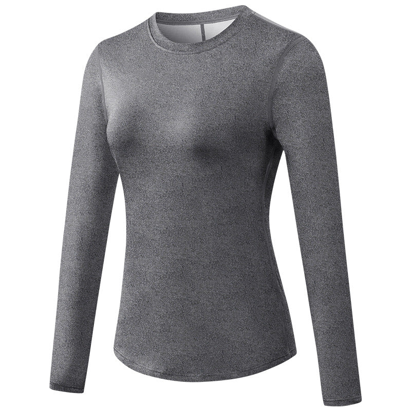 Women's Autumn Winter Yoga Sports Long Sleeve Quick-Drying Breathable Mesh Stitching Elastic Running Exercise Workout T Shirts