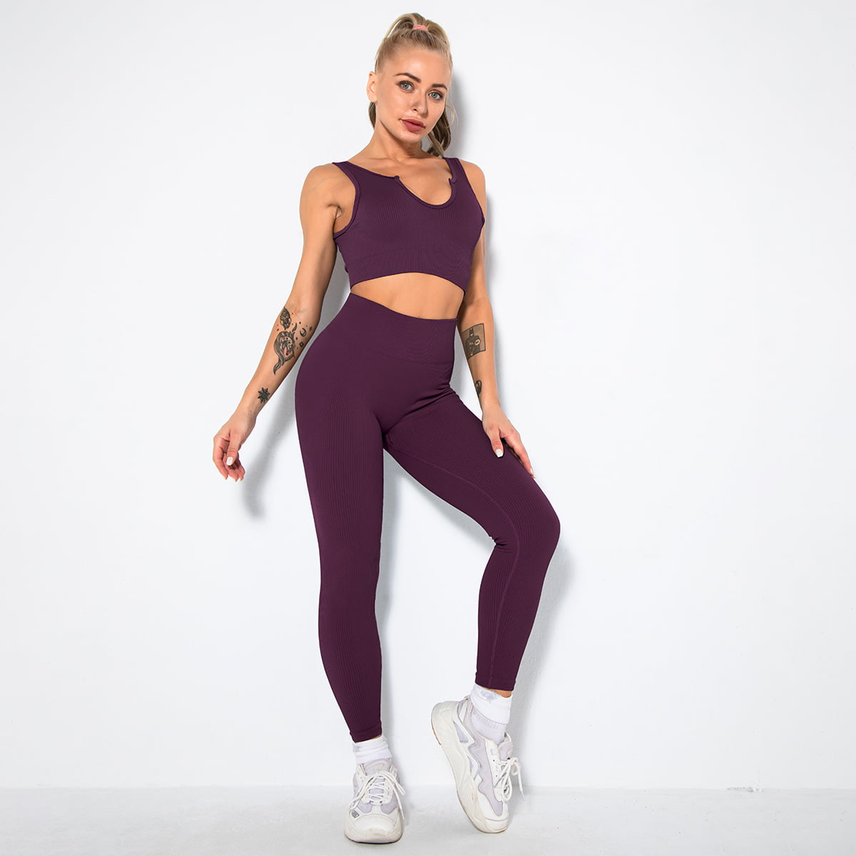 Print Logo One Piece Seamless Yoga Ladies Active Women Sport Wear Sets
