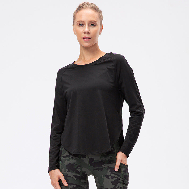 Women's Fall/Winter Yoga Wear Loose Slimming Running Sport Long Sleeve T-shirt Quick-Drying Breathable Training Workout Clothes