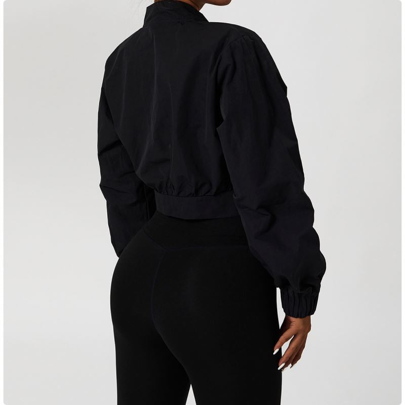 Long Sleeve Fast Drying Sports Coat For Women Sun Protection Waistcoat Fitness Suit Stand Collar Casual Jacket Tight Yoga Top