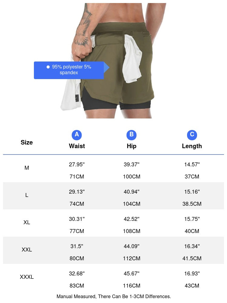 Shorts Men's Five Piece Pants Sports Running Oversized Outerwear Double Layered Men's Casual Pants Foreign Trade Men's