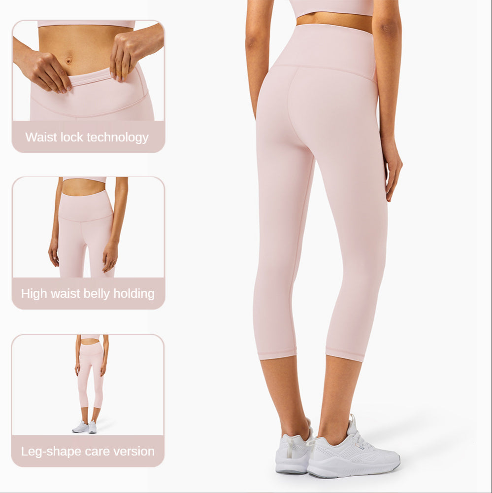 New High Strength Nude Ll Cross Border High Waist Tight Fitting Sports Fitness Tiktok Women Large Size Yoga Pants Girls