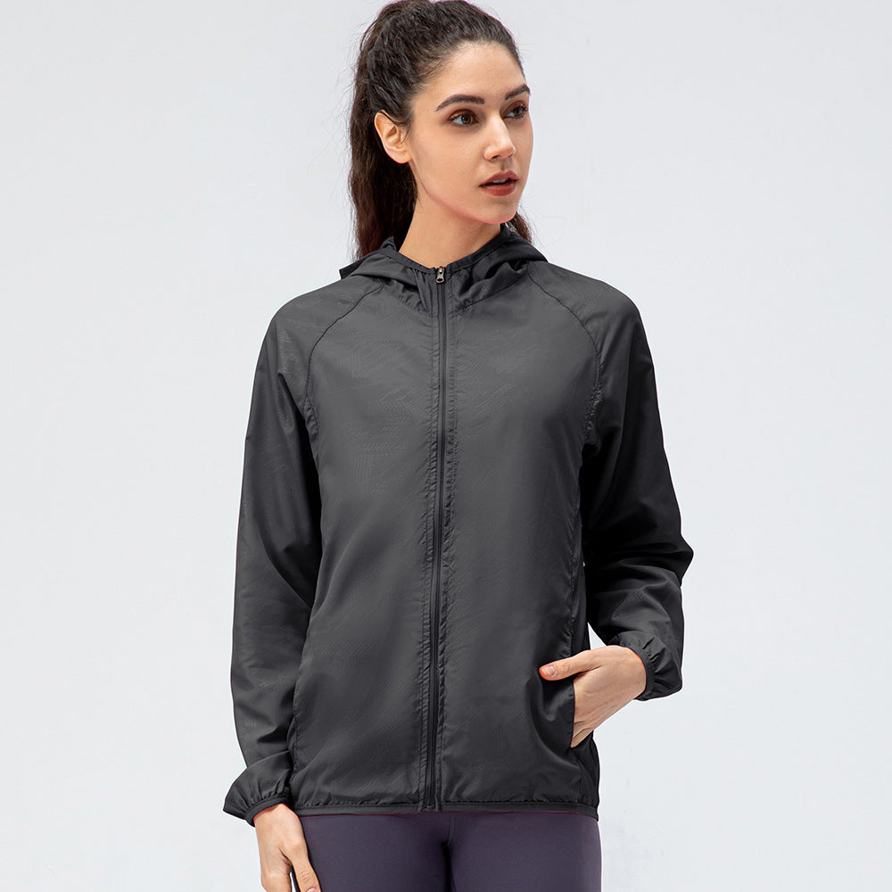 Women's Outdoor Sports Skin Trench Coat Waterproof Windproof Lightweight Breathable Quick-Drying Top Cycling Long Sleeve Jacket