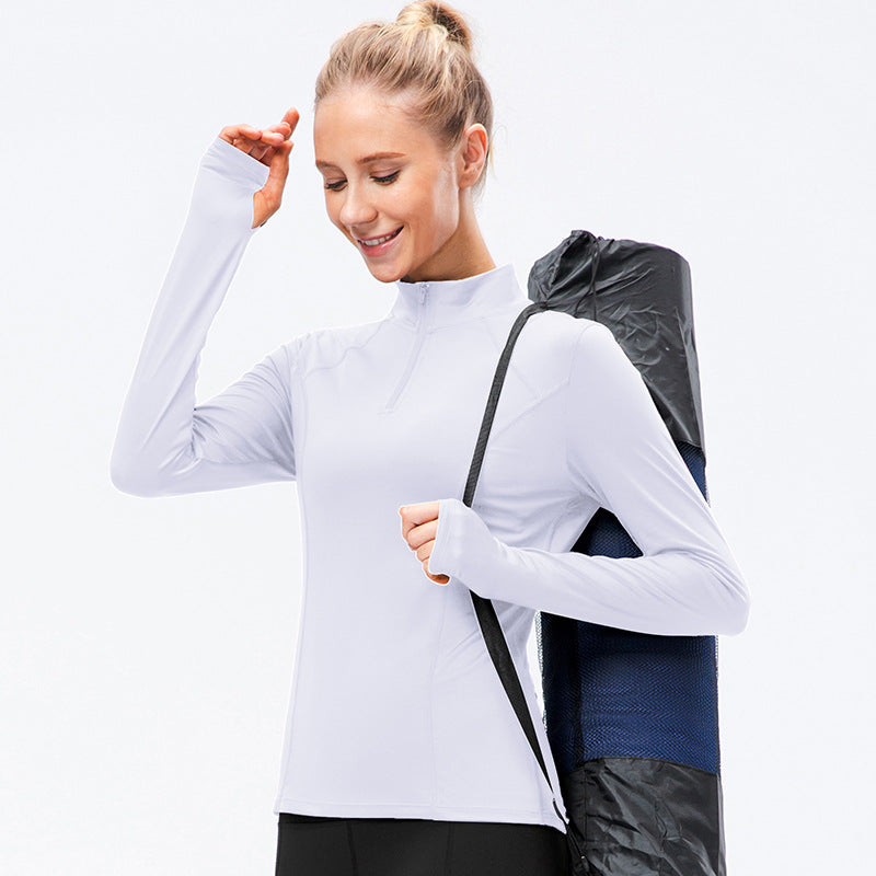 Women's Autumn and Winter Yoga Long-Sleeved Workout Clothes Running T-shirt Top Quick-Drying Sports Sweater 12521