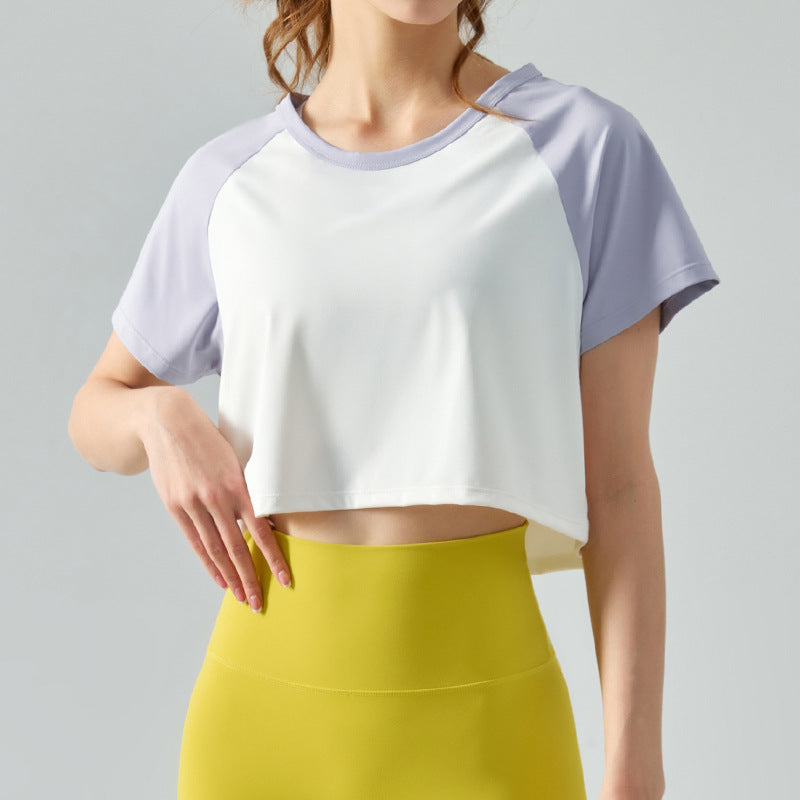 Quick-Drying T-shirt Women's Breathable Yoga Short Sleeve Summer Raglan Sleeve Loose Exercise Workout Quick-Drying Top