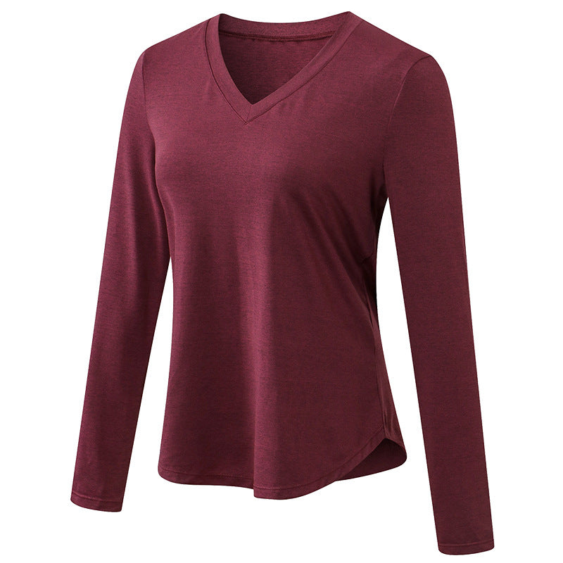 Women's Autumn Winter Yoga Long Sleeve Loose Leisure Sports T-shirt Quick-Drying Breathable Running Training Fitness Clothes