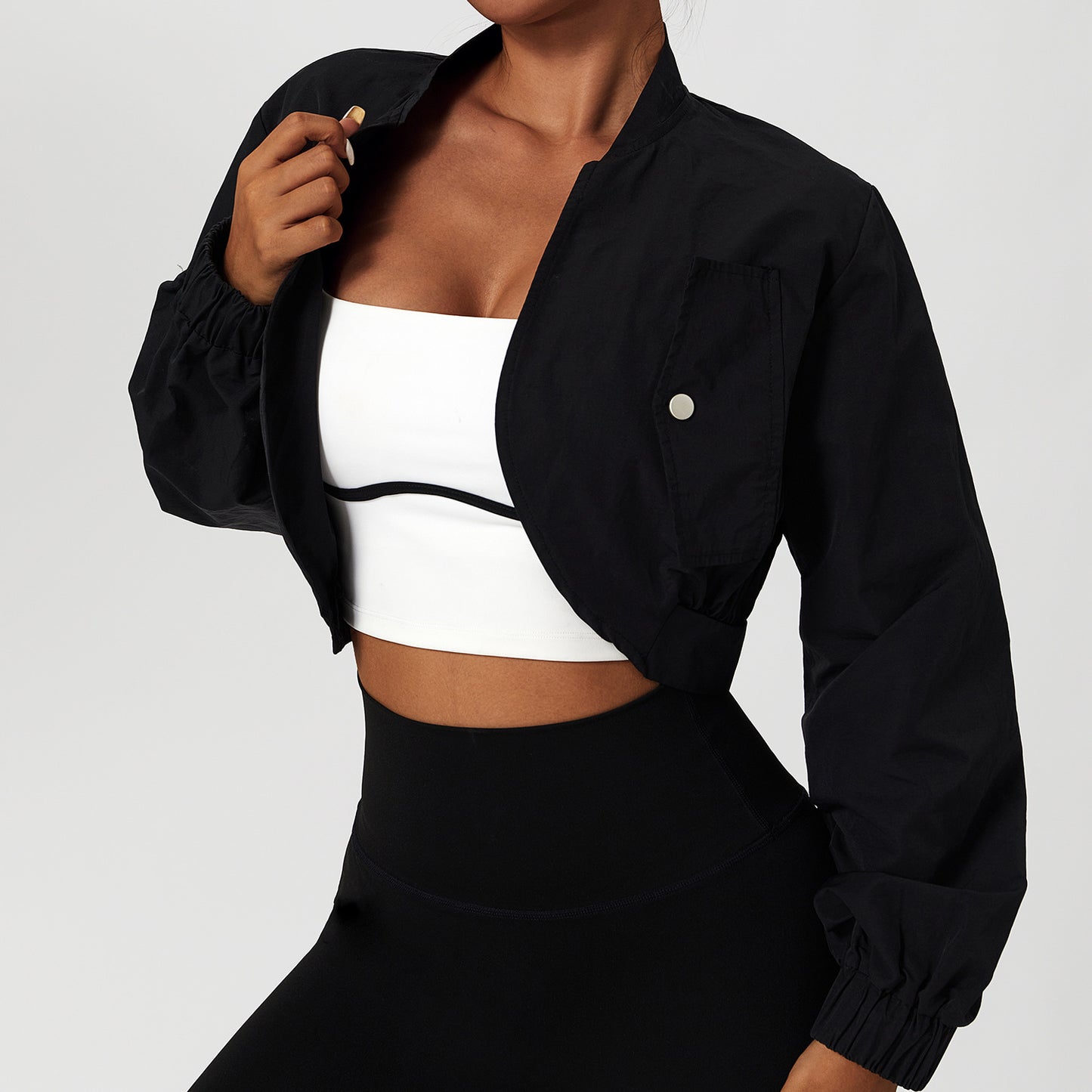 Long Sleeve Fast Drying Sports Coat For Women Sun Protection Waistcoat Fitness Suit Stand Collar Casual Jacket Tight Yoga Top