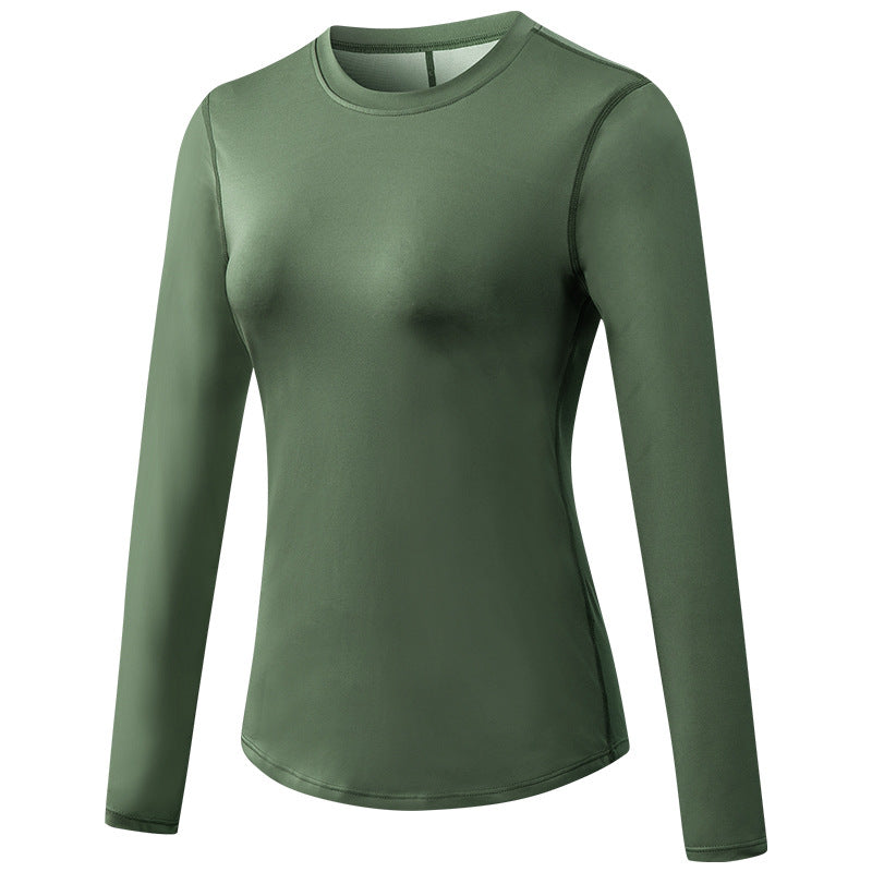 Women's Autumn Winter Yoga Sports Long Sleeve Quick-Drying Breathable Mesh Stitching Elastic Running Exercise Workout T Shirts