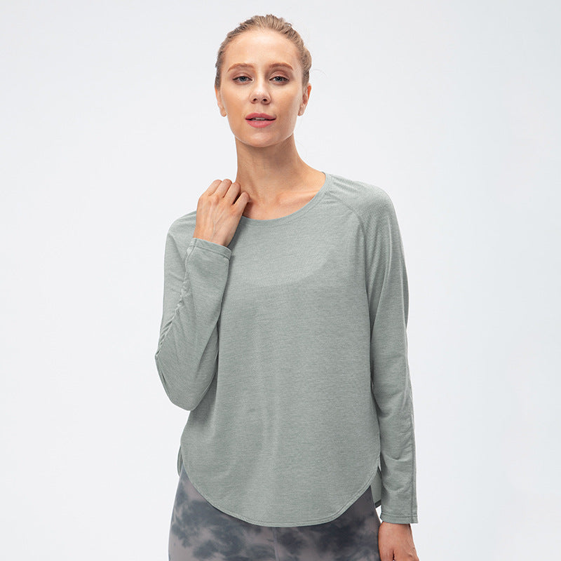 Women's Fall/Winter Yoga Wear Loose Slimming Running Sport Long Sleeve T-shirt Quick-Drying Breathable Training Workout Clothes