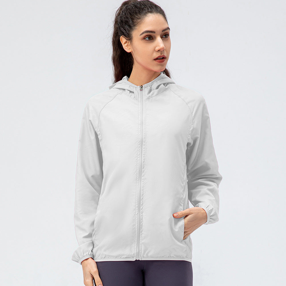 Women's Outdoor Sports Skin Trench Coat Waterproof Windproof Lightweight Breathable Quick-Drying Top Cycling Long Sleeve Jacket