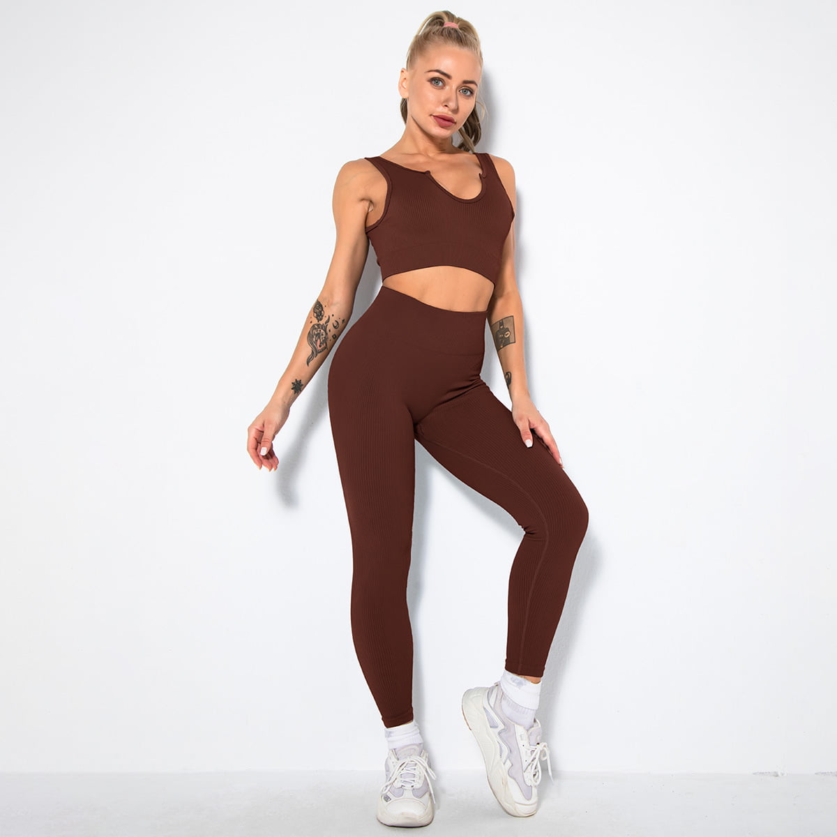 Print Logo One Piece Seamless Yoga Ladies Active Women Sport Wear Sets