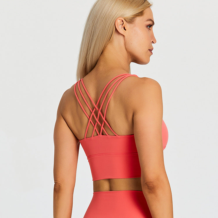 New Beauty Back Speed Dry Sports Underwear Women's Outdoor Running Fitness Bra Eu Cross-border Nude Yoga Wear Top