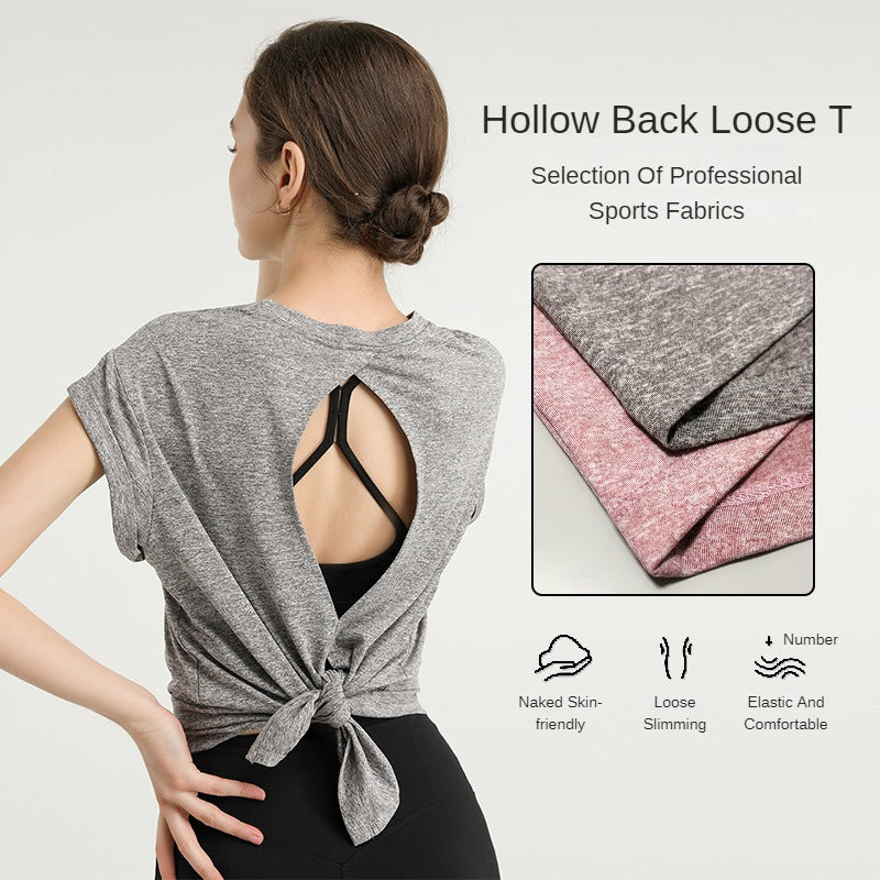 Slimming Short-Sleeved T-shirt Quick-Drying Blouse Summer Yoga Clothes Loose Beautiful Back Tank Tops Running Fitness Women