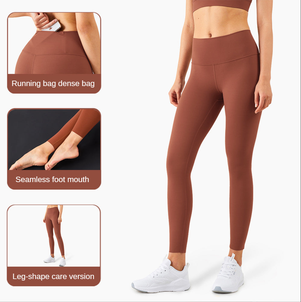 New Spring High Strength Nude Pocket Ll Female High Waist Peach Hips Fitness Sports Tights Women Gym Pants Leggings Workout