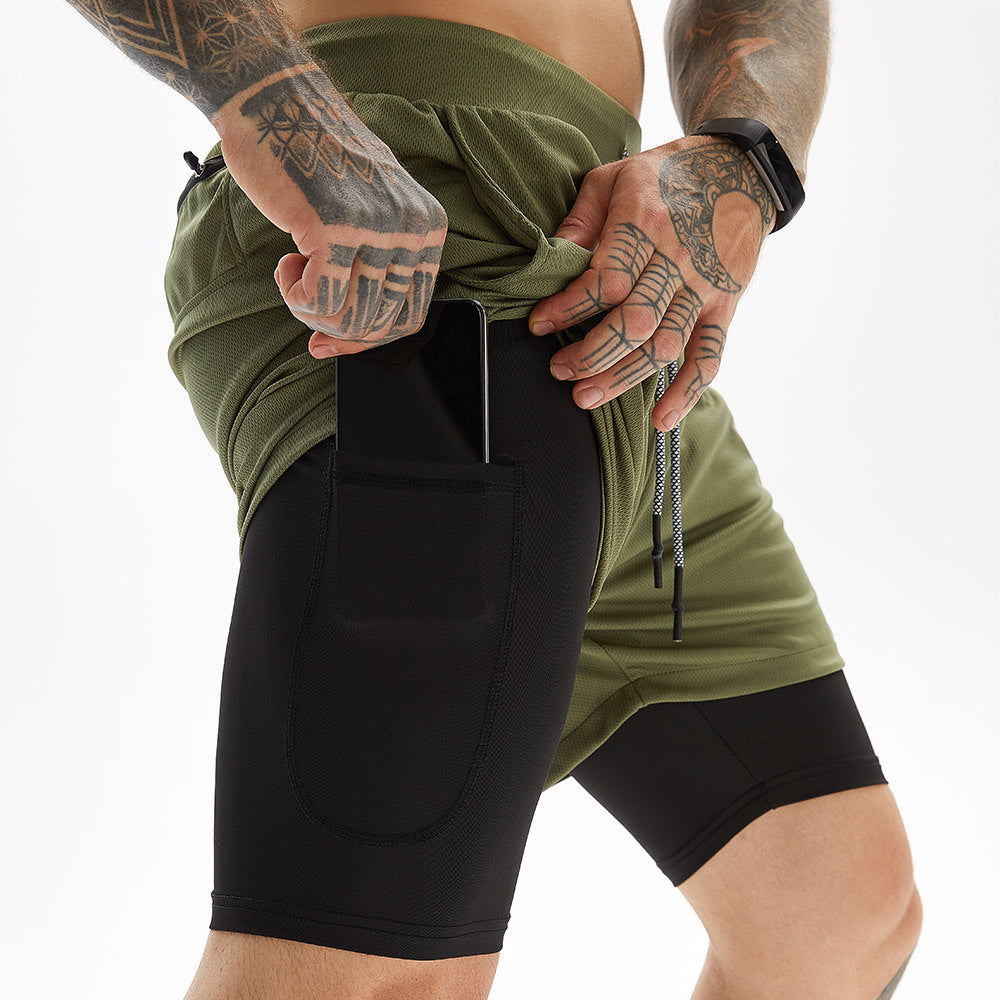 Shorts Men's Five Piece Pants Sports Running Oversized Outerwear Double Layered Men's Casual Pants Foreign Trade Men's