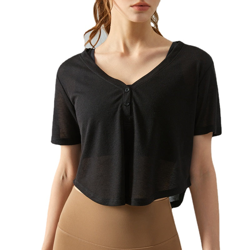 Summer Quick-Drying Yoga Blouse Women's Thin Sports Short Sleeve Slimming Workout Top Yoga T-shirt Blouse Outer Wear