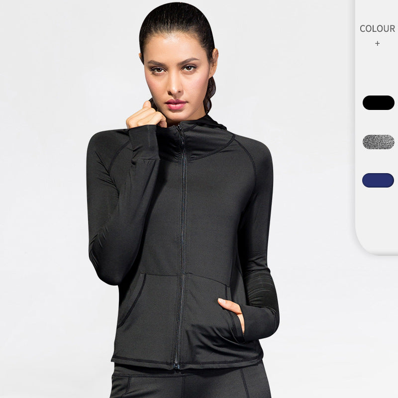Women's Autumn and Winter Fitness Coat Yoga Training Running Zipper Sports Casual Hoodie Quick-Drying Coat