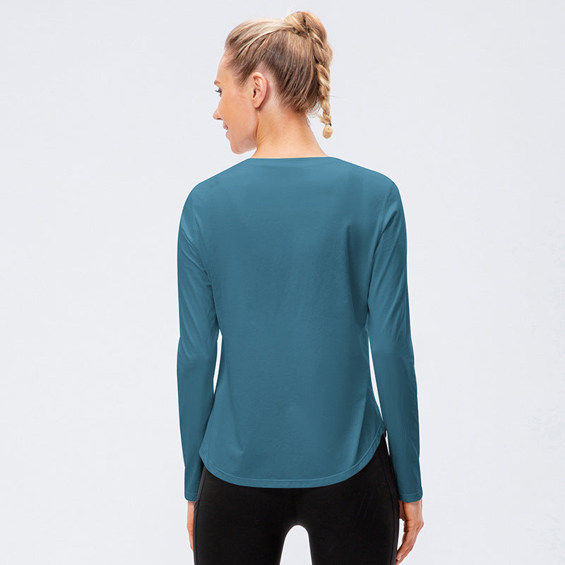 Women's Autumn Winter Yoga Sports Long Sleeve Loose Casual Quick-Drying Breathable round Neck T-shirt Workout Clothes Top