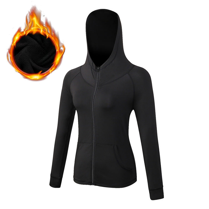 Women's Autumn and Winter Fitness Coat Yoga Training Running Zipper Sports Casual Hoodie Quick-Drying Coat