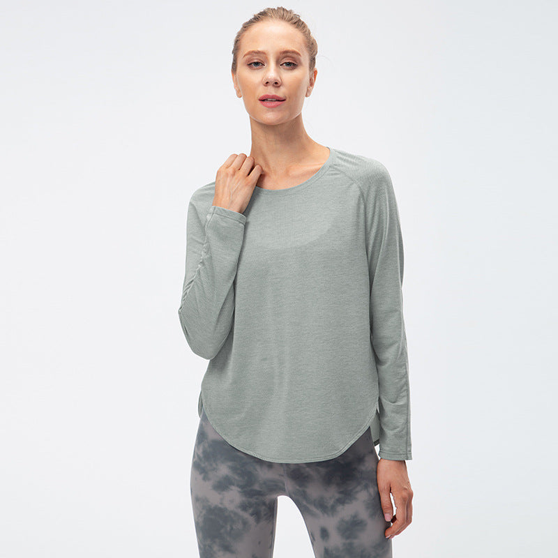Women's Fall/Winter Yoga Wear Loose Slimming Running Sport Long Sleeve T-shirt Quick-Drying Breathable Training Workout Clothes