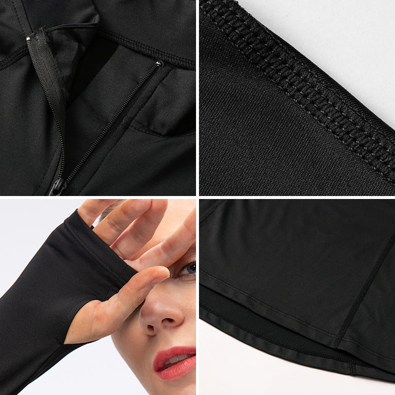 Women's Autumn and Winter Yoga Long-Sleeved Workout Clothes Running T-shirt Top Quick-Drying Sports Sweater 12521