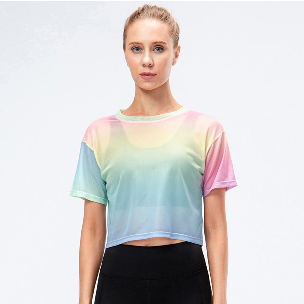 Women's Loose Running Sports Short Sleeve Quick-Drying Breathable Fitness T-shirt Outdoor Training Yoga
