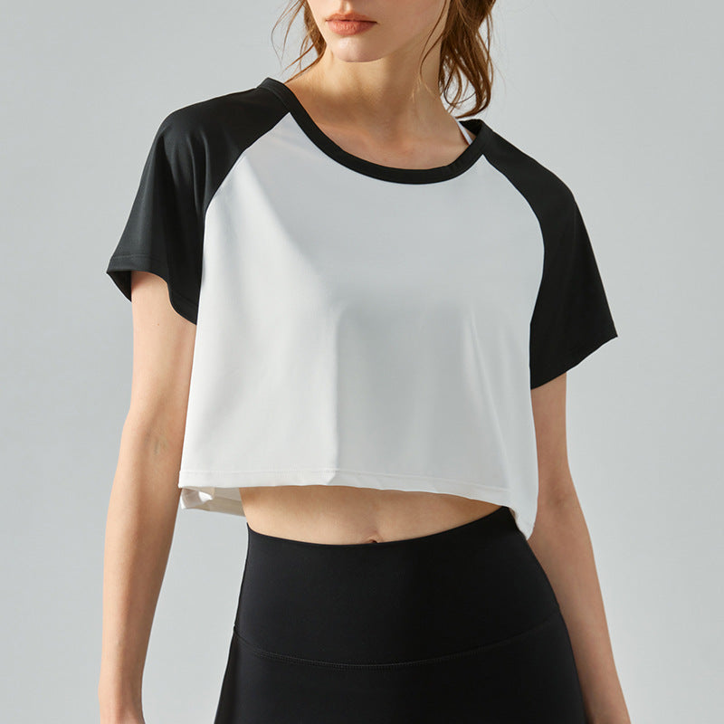 Quick-Drying T-shirt Women's Breathable Yoga Short Sleeve Summer Raglan Sleeve Loose Exercise Workout Quick-Drying Top