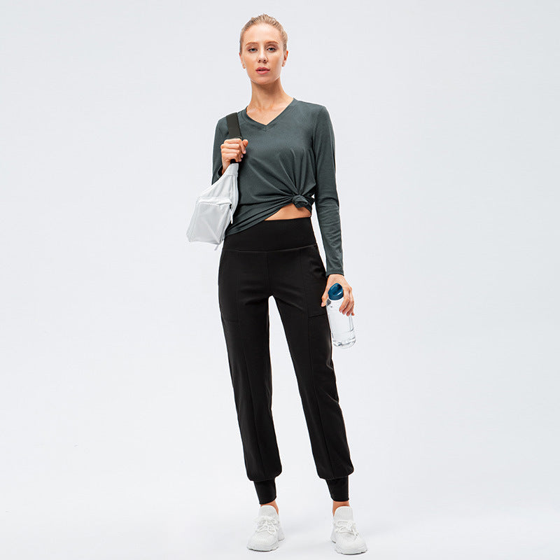 Women's Autumn Winter Yoga Long Sleeve Loose Leisure Sports T-shirt Quick-Drying Breathable Running Training Fitness Clothes