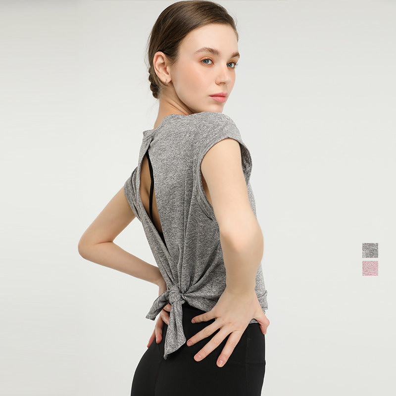 Slimming Short-Sleeved T-shirt Quick-Drying Blouse Summer Yoga Clothes Loose Beautiful Back Tank Tops Running Fitness Women