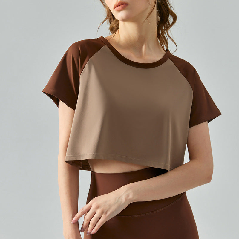 Quick-Drying T-shirt Women's Breathable Yoga Short Sleeve Summer Raglan Sleeve Loose Exercise Workout Quick-Drying Top