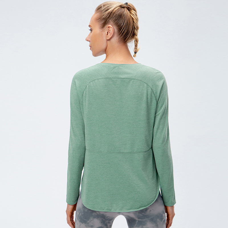 Women's Fall/Winter Yoga Wear Loose Slimming Running Sport Long Sleeve T-shirt Quick-Drying Breathable Training Workout Clothes