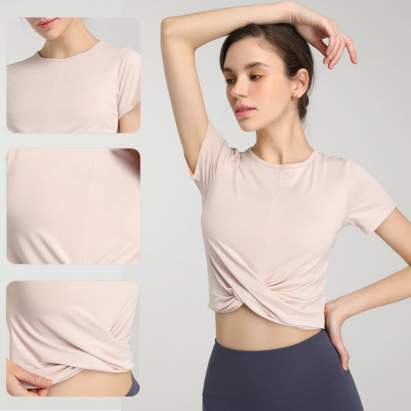 Yoga Blouse Quick-Drying Breathable Yoga Clothes Sports Running Workout Short Sleeve T-shirt For Women Sexy Fashion Stretch