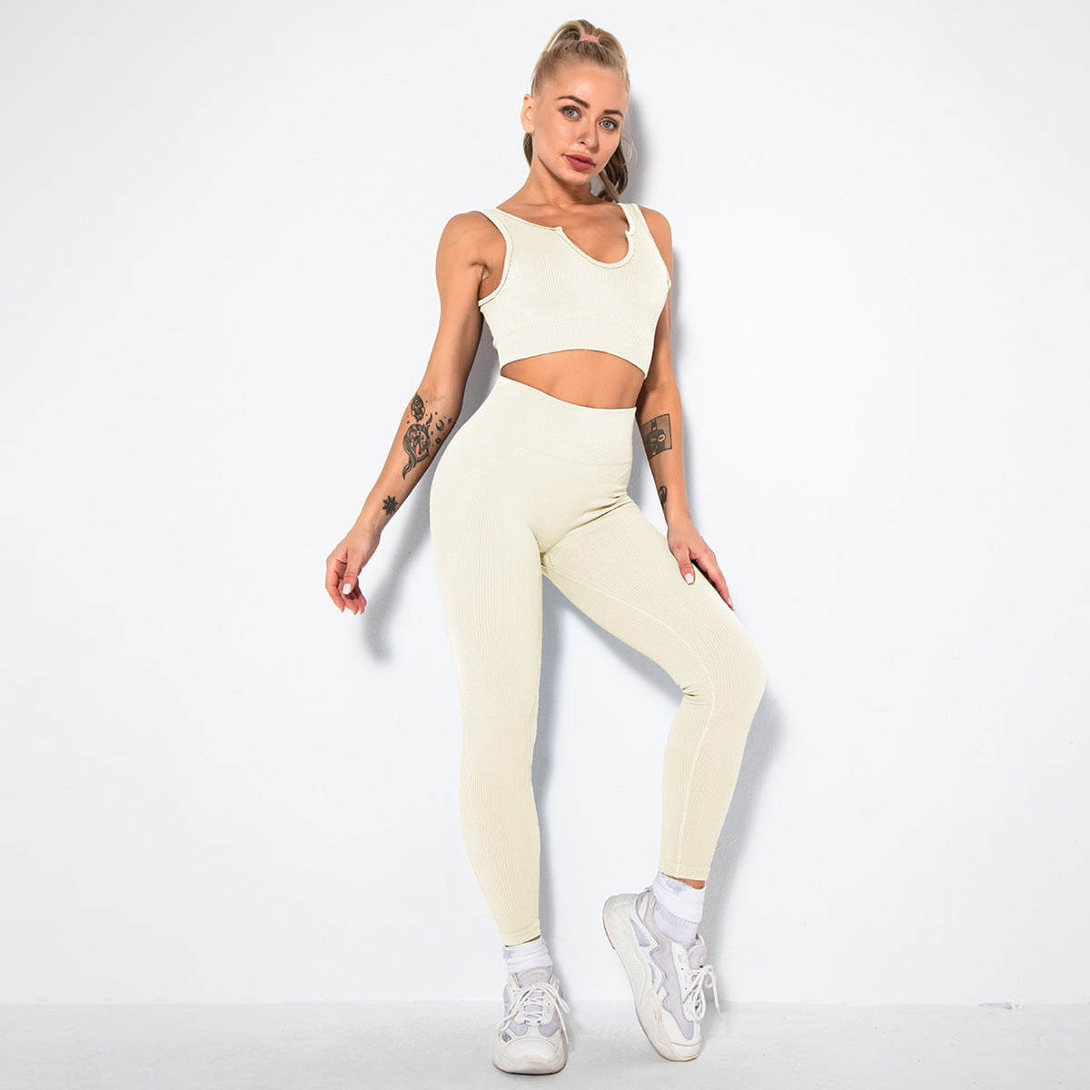 Print Logo One Piece Seamless Yoga Ladies Active Women Sport Wear Sets