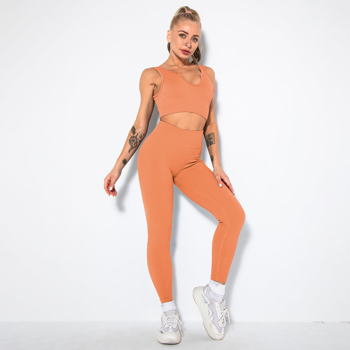 Print Logo One Piece Seamless Yoga Ladies Active Women Sport Wear Sets