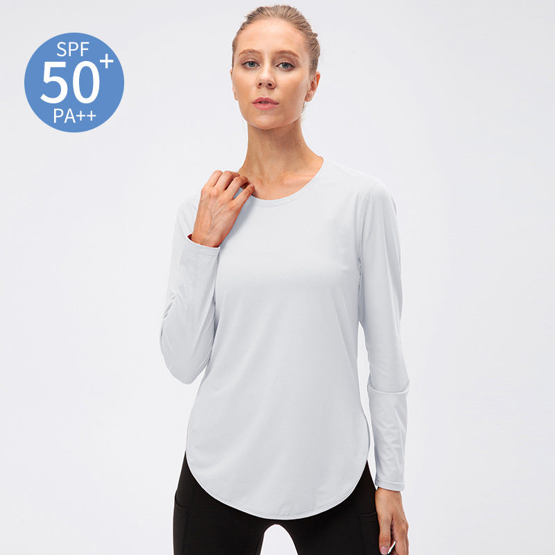 Women's Yoga Clothes Split Long Sleeve Upf50 Sun Protection Athletic Clothing Uv Uv Protection Running Fitness Loose T-shirt