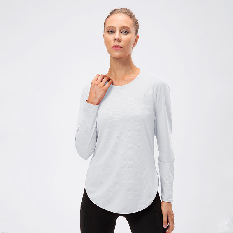 Women's Yoga Clothes Split Long Sleeve Upf50 Sun Protection Athletic Clothing Uv Uv Protection Running Fitness Loose T-shirt